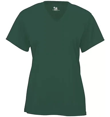 4162 Badger Badger - Ladies' B-Dry Core V-Neck Tee Forest front view