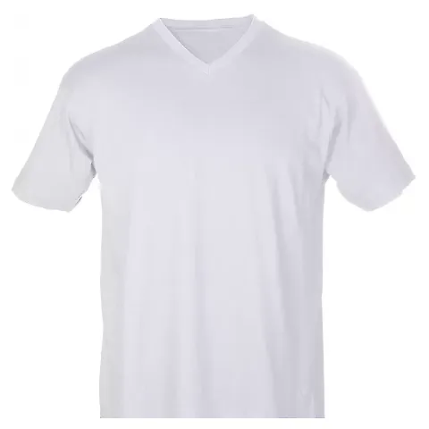 0206 Tultex Mens Fine Jersey V-Neck Tee White front view