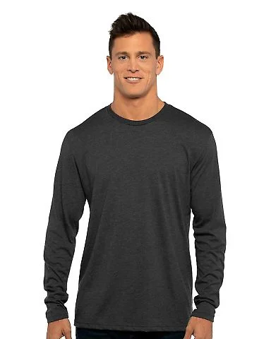 6071 Next Level Men's Triblend Long-Sleeve Crew Te in Vintage black front view