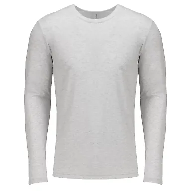 6071 Next Level Men's Triblend Long-Sleeve Crew Te in Heather white front view
