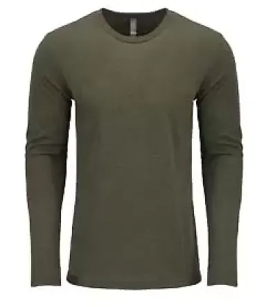 6071 Next Level Men's Triblend Long-Sleeve Crew Te in Military green front view