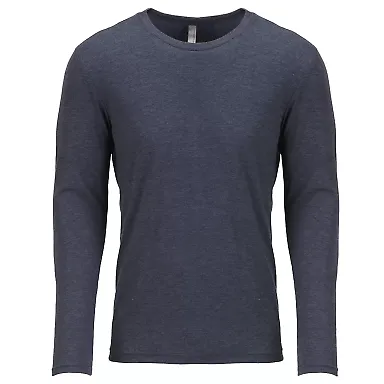 6071 Next Level Men's Triblend Long-Sleeve Crew Te in Vintage navy front view