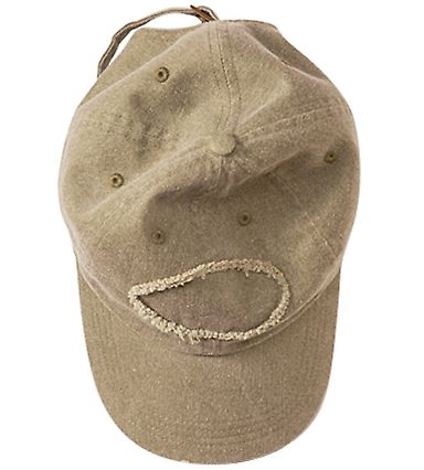 Authentic Pigment 1917 Raw-Edge Dad Hat in Khaki green front view