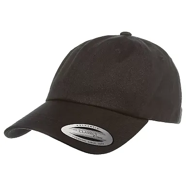 6245CM Yupoong Dad Hat Unstructured 6 Panel in Black front view