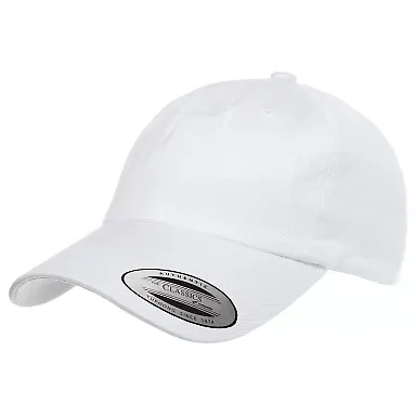 6245CM Yupoong Dad Hat Unstructured 6 Panel in White front view