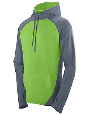 Augusta Sportswear 4762 Zeal Performance Hoodie in Graphite heather/ lime front view
