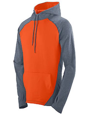 Augusta Sportswear 4762 Zeal Performance Hoodie in Graphite heather/ orange front view
