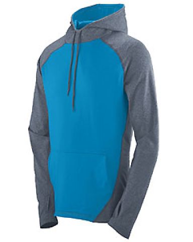 Augusta Sportswear 4762 Zeal Performance Hoodie in Graphite heather/ power blue front view