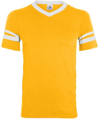 Augusta Sportswear 361 Youth V-Neck Football Tee in Gold/ white front view
