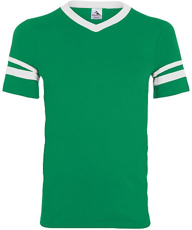 Augusta Sportswear 361 Youth V-Neck Football Tee in Kelly/ white front view