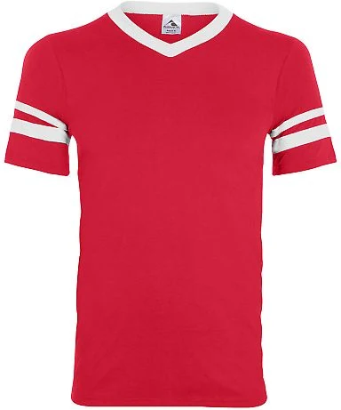 Augusta Sportswear 361 Youth V-Neck Football Tee in Red/ white front view