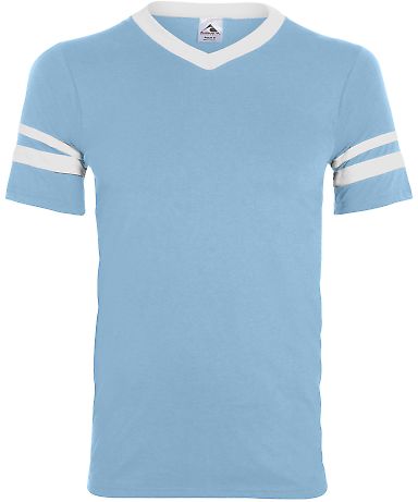 Augusta Sportswear 361 Youth V-Neck Football Tee in Light blue/ white front view