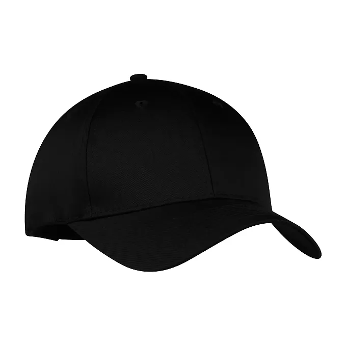 Port & Company CP80 Six-Panel Twill Cap Black front view