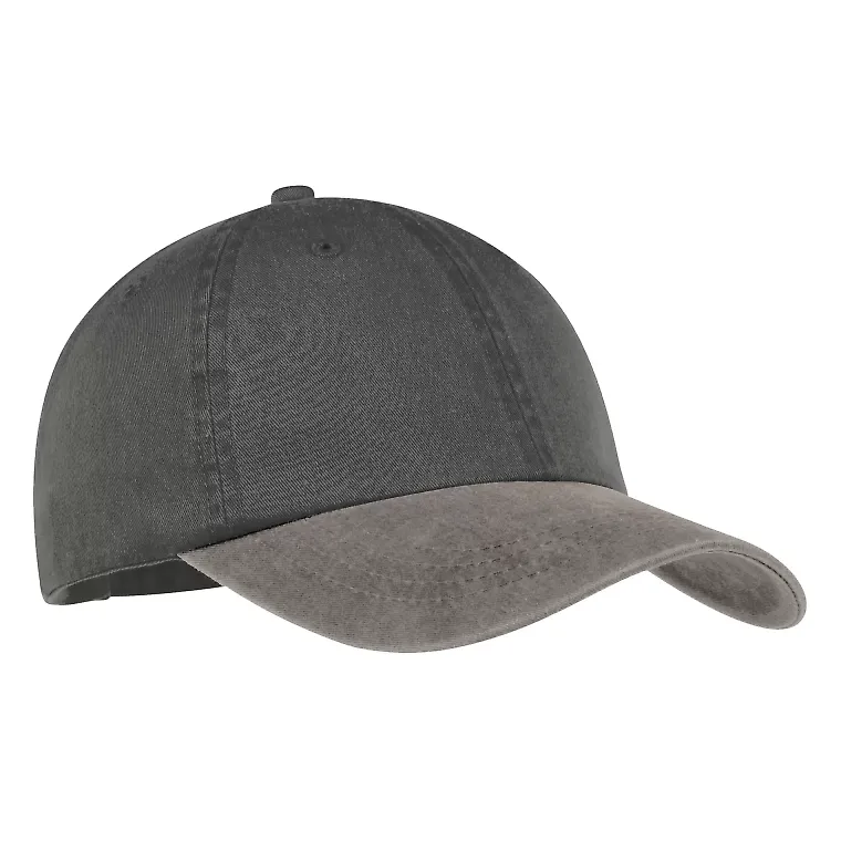 Port & Company CP83 Pigment-Dyed Dad Hat   Black/Pebble front view