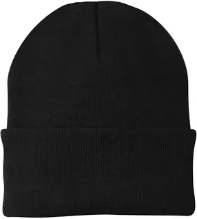 Port & Company CP90 Knit Beanie Black front view