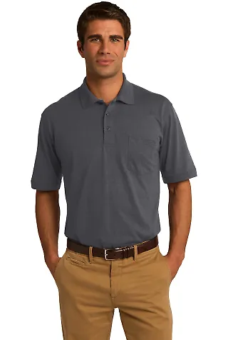 Port & Company KP55P Jersey Knit Pocket Polo Charcoal front view