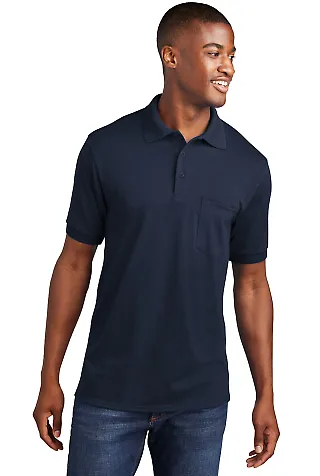 Port & Company KP55P Jersey Knit Pocket Polo Deep Navy front view