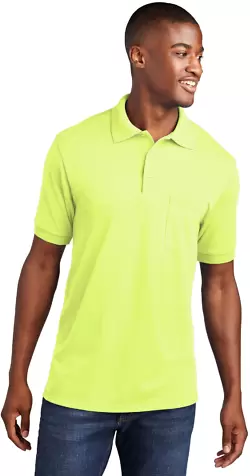 Port & Company KP55P Jersey Knit Pocket Polo Safety Green front view