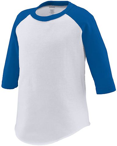 Augusta Sportswear Raglan 422 Toddler Raglan Shirt in White/ royal front view