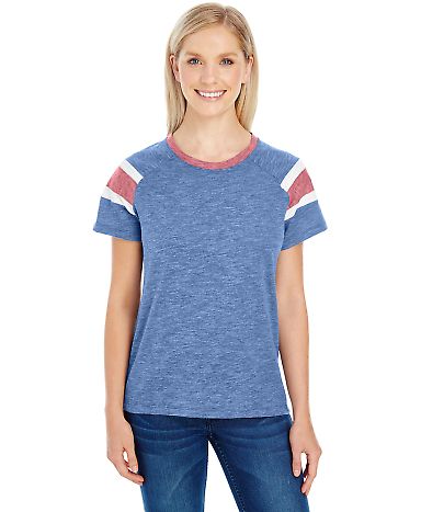 Augusta Sportswear 3011 Ladies Fanatic T-Shirt in Royal/ red/ white front view