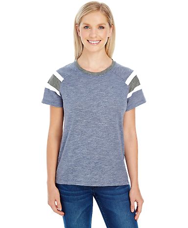 Augusta Sportswear 3011 Ladies Fanatic T-Shirt in Navy/ slate/ white front view