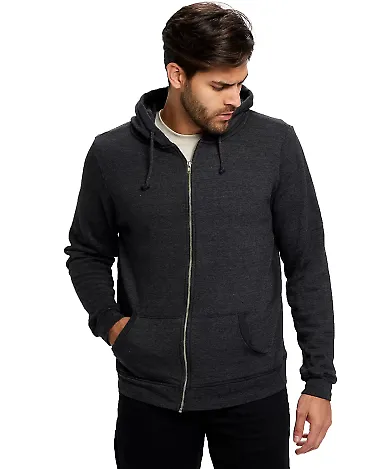 US Blanks 8010US Unisex Heavy Terry Tri-Blend Zip  Black front view