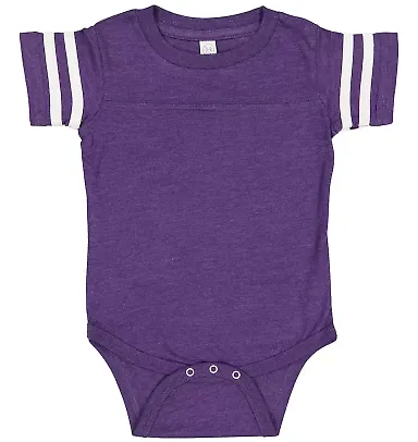 Rabbit Skins 4437 Infant Football Onesie VN PURP/ BLD WH front view