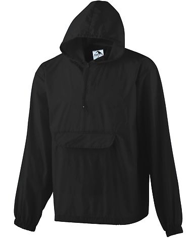 Augusta 3130 Pullover Rain Jacket with Pocket in Black front view