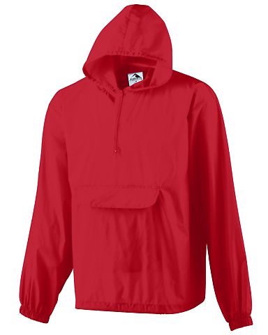Augusta 3130 Pullover Rain Jacket with Pocket in Red front view