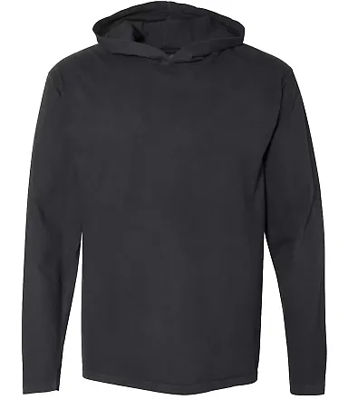 Comfort Colors 4900 Garment Dyed Hooded Long Sleev Black front view