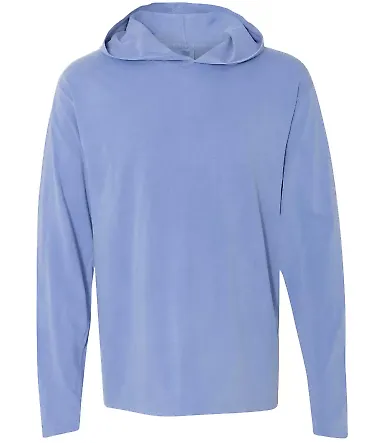 Comfort Colors 4900 Garment Dyed Hooded Long Sleev Flo Blue front view