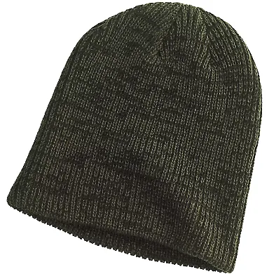 BA524 Big Accessories Ribbed Marled Beanie OLIVE/ BLACK front view