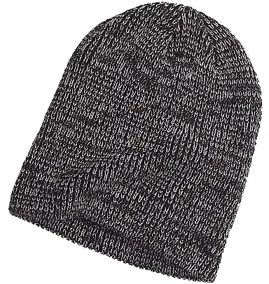 BA524 Big Accessories Ribbed Marled Beanie BLACK/ GRAY front view