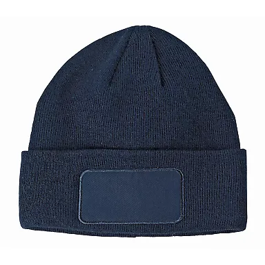 BA527 Big Accessories Patch Beanie NAVY front view