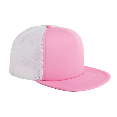 BX030 Big Accessories 5-Panel Foam Front Trucker C PINK/ WHITE front view