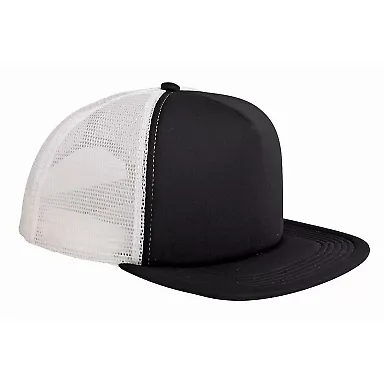 BX030 Big Accessories 5-Panel Foam Front Trucker C BLACK/ WHITE front view