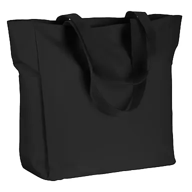 BE080 BAGedge Polyester Zip Tote BLACK front view