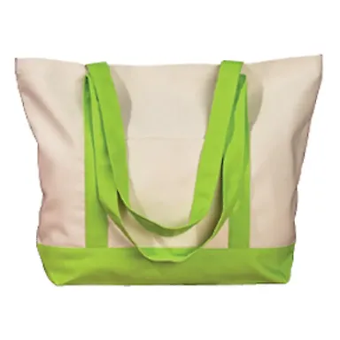 BE004 BAGedge 12 oz. Canvas Boat Tote NATURAL/ LIME front view