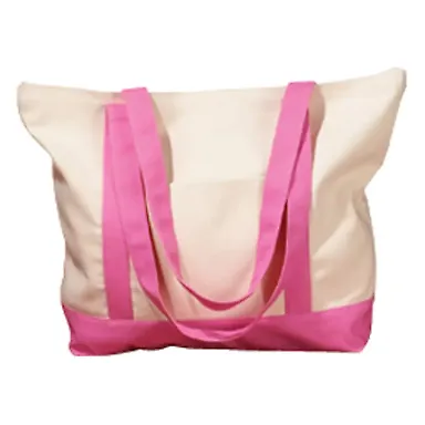 BE004 BAGedge 12 oz. Canvas Boat Tote NATURAL/ PINK front view