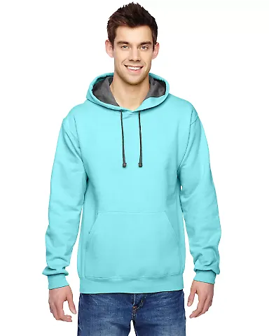 SF76R Fruit of the Loom 7.2 oz. Sofspun™ Hooded Scuba Blue front view
