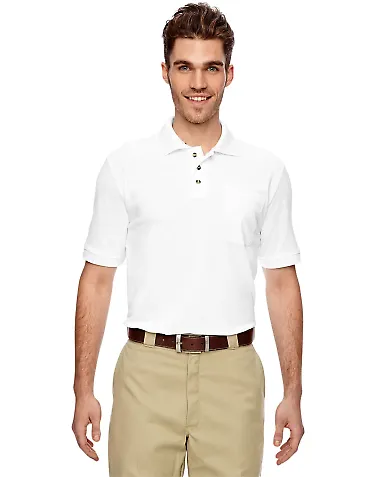 LS404 Dickies 6 oz. Industrial Performance Polo WHITE front view