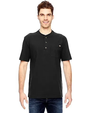 WS451 Dickies Heavyweight Work Henley BLACK front view