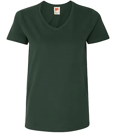 Hanes 5780 Ladies Heavyweight V-neck T-shirt - 578 Deep Forest front view