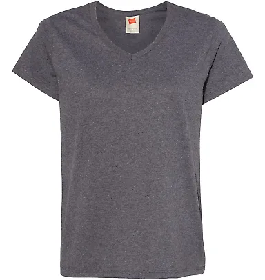 Hanes 5780 Ladies Heavyweight V-neck T-shirt - 578 Charcoal Heather front view