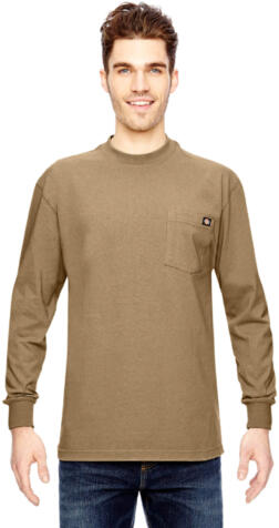 WL450T Dickies 6.75 oz. Heavyweight Work Long-Slee in Desert sand front view