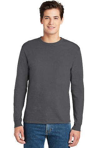 Hanes 5586 Long Sleeve 6.1 T-shirt - 5586 in Smoke grey front view