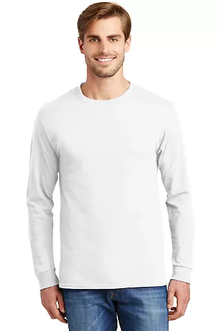 5586 Hanes® Long Sleeve Tagless 6.1 T-shirt - 558 White front view