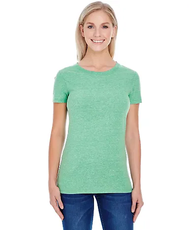 202A Threadfast Apparel Ladies' Triblend Short-Sle GREEN TRIBLEND front view