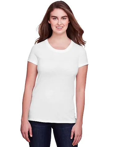 202A Threadfast Apparel Ladies' Triblend Short-Sle SOLID WHT TRBLND front view