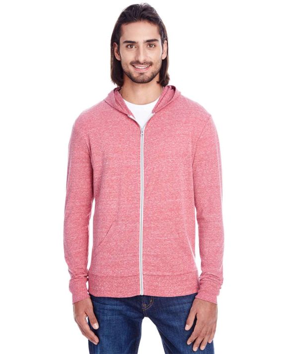302Z Threadfast Apparel Unisex Triblend Full-Zip L in Red